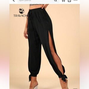 Elegant Black Women's Pants with Side Slits